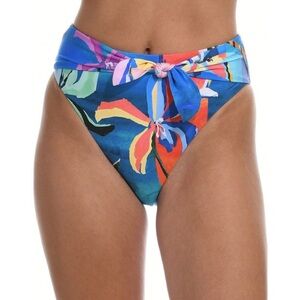 Sunshine 79 Womens High Waist Bikini Bottom Tie Front Hi Rise Floral Flower